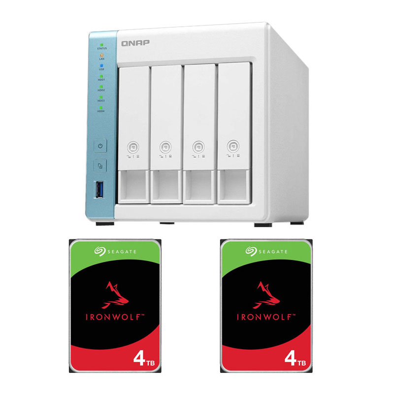 Picture of QNAP TS-431K 4-Bay Home and Personal Cloud Network Attached Storage (4-Bay Home and Personal Cloud NAS/ Annapurna Labs AL-214 Quad-core 1.7 GHz Processor/ 1GB RAM/ 3 Years Warranty) +2 x Seagate 4TB IronWolf NAS HDD (3.5" 6GB/S SATA 256MB/ 3 Years Warranty)